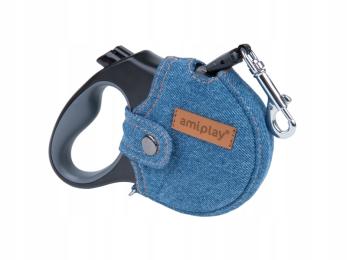 Smycz automtyczna taśma z obudową Denim S 3m-12kg