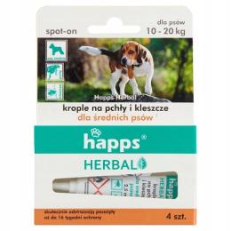 Krople Przeciw Pchłom i Kleszczom Dla Psów Średnich Happs Herbal (4 sztuki)