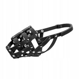 Kaganiec skórzany dla psa Czarny Regulowany Długość pyska 11 cm Obwód 26 cm