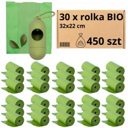 Worki na Psie Odchody 30 rolek (450 szt. worków) Biodegradowalne+dyspenser