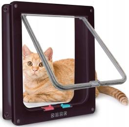 Drzwi Z Klapą Dla Psa Kota Drzwiczki Wahadłowe Klapa 4 Sposoby Brąz XL