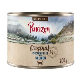 Purizon Original, 24 x 200 g, bez zbóż - Sterilised: Filet z kurczaka z łososiem