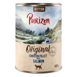 Purizon Kitten, bez zbóż, 6 x 400 g - Filet z kurczaka z łososiem