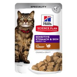 Hill's Science Plan Adult Cat Sensitive Stomach & Skin - Indyk, 48 x 85 g