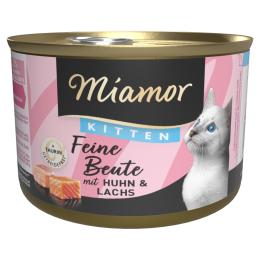 Miamor Feine Beute, 12 x 185 g - Kitten, kurczak i łosoś