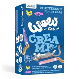 WOW Cat Creamy Snack, 24 x 15 g - Pakiet mieszany (2 smaki)