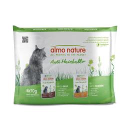 Megapakiet Almo Nature Holistic Anti Hairball, 24 x 70 g - Wołowina i kurczak