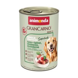 Megapakiet animonda GranCarno Adult Superfoods, 24 x 400 g - Kurczak, szpinak, maliny i pestki dyni