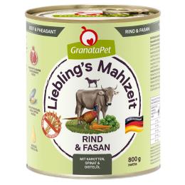 Pakiet GranataPet Liebling's Mahlzeit, 12 x 800 g - Wołowina i bażant
