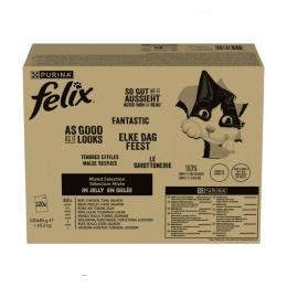 Pakiet Felix Fantastic w galarecie, So gut wie es aussieht, 120 x 85 g - Tuńczyk, łosoś, dorsz, gładzica