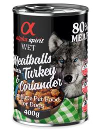 alpha spirit Dog Meatballs, 6 x 400 g - Indyk z kolendrą