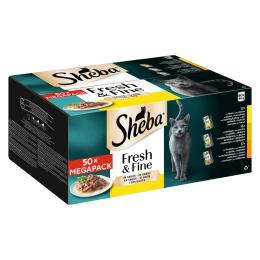 Pakiet mieszany Sheba Fresh & Fine w saszetkach, 50 x 50 g - Kurczak, drób i indyk w sosie