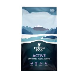 PrimaDog Adult Active Grain Free, kaczka i śledź - 10 kg