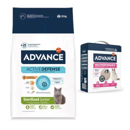 Advance: karma sucha dla kota, 10 kg  + Arena Multiperformance, 6 l gratis! - Affinity Sterilized Junior, kurczak