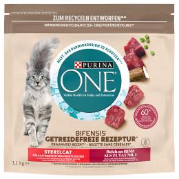 PURINA ONE Grain Free Sterilised, wołowina, bez zbóż - 3 x 1,1 kg