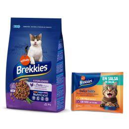 Brekkies: karma sucha, 3 kg / 3,5 kg + Daily Delice, 4 x 85 g gratis! - Sterilized, 3 kg + Kurczak i indyk