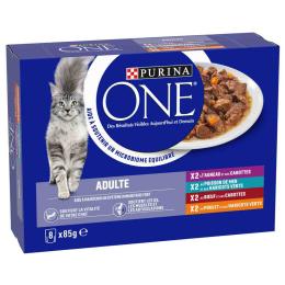 Purina ONE ADULT, 8 x 85 g - Pakiet mieszany (4 smaki)