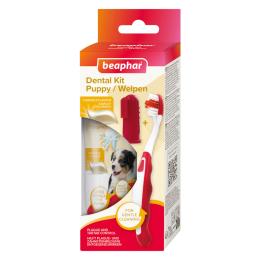 Zestaw do mycia zębów dla szczeniąt beaphar - Zestaw: szczoteczka+ szczoteczka na palec + pasta dla szczeniąt