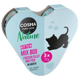 Pakiet Cosma Nature Kitten w kształcie serca, 3 x 70 g - 3 smaki