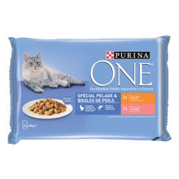 16 + 4 gratis! PURINA ONE, karma mokra dla kota, 20 x 85 g - Coat & Hairball, kurczak i łosoś