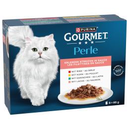 Pakiet próbny Gourmet Perle, 8 x 85 g - Wyśmienite paski w sosie (4 rodzaje)