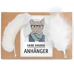 Kater Kasimir wędka dla kota z owczą skórą - Zestaw 2 wymiennych zawieszek (pióro + owcza skóra)