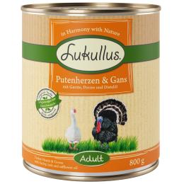 Lukullus Natural, 12 x 800 g  - Serca z indyka i gęś