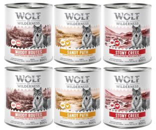 Pakiet mieszany Wolf of Wilderness SENIOR - 6 x 800 g: 2x drób z wołowiną, 2x drób z wieprzowiną,  2x drób z kurczakiem