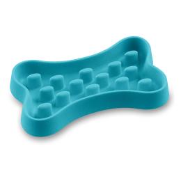 Here Sparky miska zapobiegająca szybkiemu jedzeniu, w kształcie kości - Turkusowa: 1,4 l: dł. x szer. x wys.: 35,9 x 20,4 x 5 cm