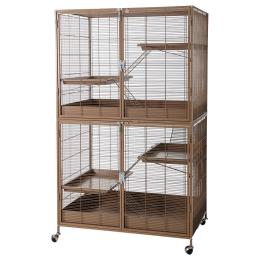 TIAKI klatka dla małych zwierząt Étagère, karmelowa - PAKIET: klatka + element dodatkowy (93,5 x 63 x 157,8 cm)
