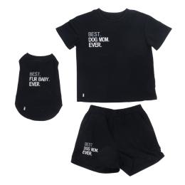 TIAKI Pet & Parent piżama w stylu partnerskim, dla psich opiekunów - Piżama dla psich rodziców L + koszulka dla psa, dł. grzbietu 50 cm