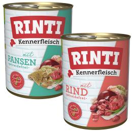 Megapakiet RINTI Kennerfleisch, 24 x 800 g - Mieszany pakiet I, 2 smaki