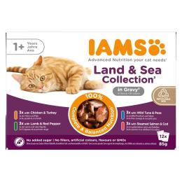 Pakiet mieszany IAMS Advanced Nutrition Adult, Land & Sea - W sosie, 12 x 85 g
