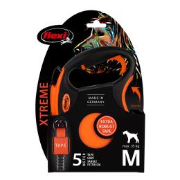 flexi Xtreme smycz taśmowa, pomarańczowa, 5 m - M: do 35 kg
