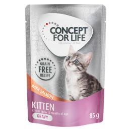Korzystny pakiet Concept for Life, 48 x 85 g - Kitten w sosie, łosoś - bez zbóż