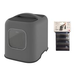 Rotho Kuweta dla kota MyPet BIALA - Pakiet: kuweta antracyt + 4 x woreczki higieniczne