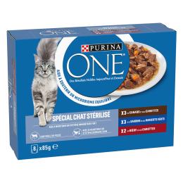 Pakiet mieszany Purina One Sterilised, 8 x 85 g - Kaczka, wołowina, sardynka