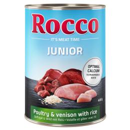Korzystny pakiet Rocco Junior, 12 x 400 g - Drób i dziczyzna z ryżem