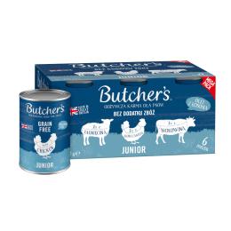 Butcher's Original Junior, bez zbóż, 6 x 400 g - Pakiet mieszany (3 smaki)