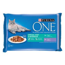 16 + 4 gratis! PURINA ONE, karma mokra dla kota, 20 x 85 g - Indoor Cat, tuńczyk, cielęcina