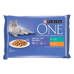 16 + 4 gratis! PURINA ONE, karma mokra dla kota, 20 x 85 g - Sensitive Cat, kurczak, tuńczyk