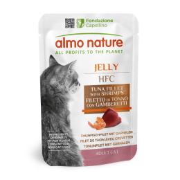 Megapakiet Almo Nature HFC Jelly, 24 x 55 g - Filet z tuńczyka z krewetkami