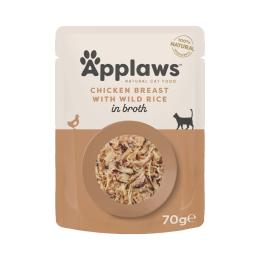 Applaws Natural, saszetki w bulionie, 12 x 70 g - Kurczak i dziki ryż