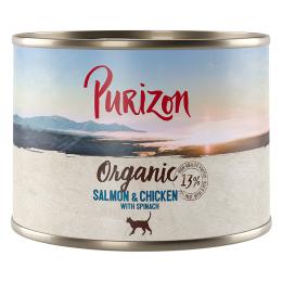 Korzystny pakiet Purizon Organic, 24 x 200 g - Biołosoś i biokurczak z bioszpinakiem