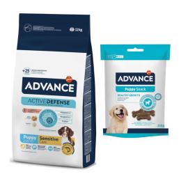 Advance: karma sucha, różne rodzaje + przysmak, 150 / 360 / 720 g gratis! - Puppy Sensitive, z łososiem, 12 kg + Puppy Snack, 150 g