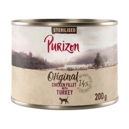 Purizon Original, 12 x 200 g, bez zbóż - Sterilised: Filet z kurczaka z indykiem