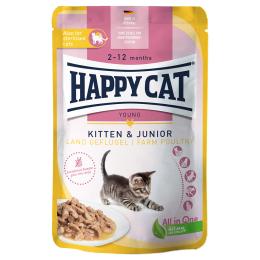 Korzystny pakiet Happy Cat Pouch Meat w sosie, 48 x 85 g - Kitten, drób