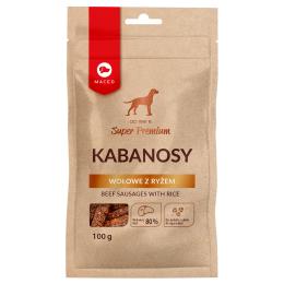 Potrójne zoopunkty! Maced, przysmaki dla psa, różne rodzaje - Super Premium, kabanosy wołowe z ryżem, 100 g