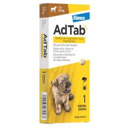 AdTab™ tabletki do rozgryzania i żucia przeciw pchłom i kleszczom dla psów - 1szt., 56.25 mg, dla psów o wadze 1,3 - 2,5 kg
