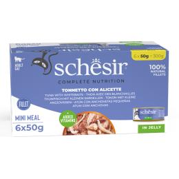Schesir Complete Nutrition, filet w galarecie, 6 x 50 g w puszce - Tuńczyk z białorybem